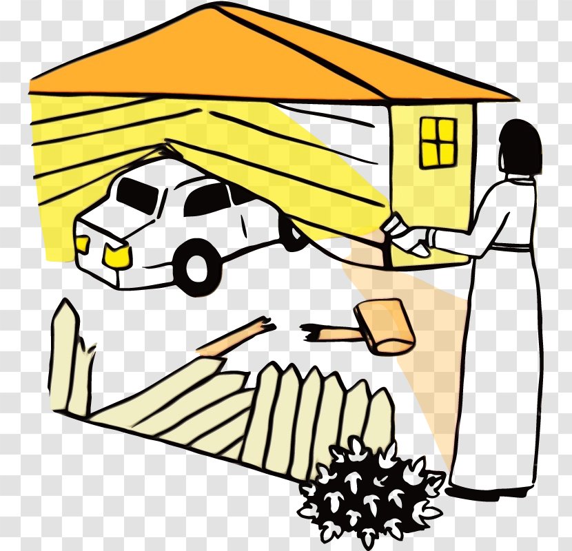 Yellow Clip Art Roof Shed Home - Watercolor Transparent PNG