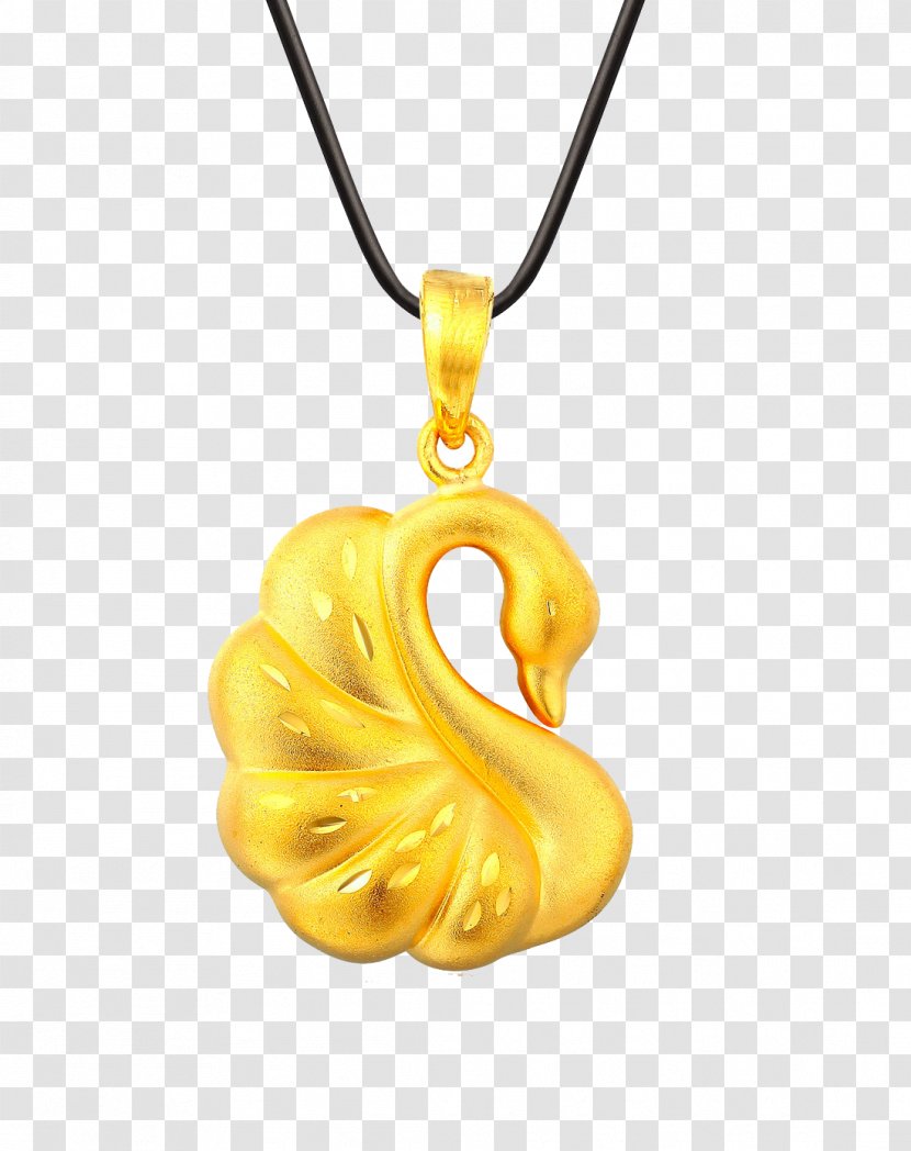 Locket Necklace Pendant Gold - Yellow - Swan Transparent PNG