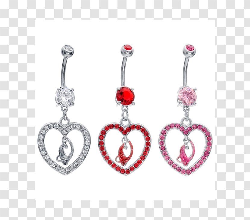 Earring Body Jewellery Gemstone - Heart Transparent PNG