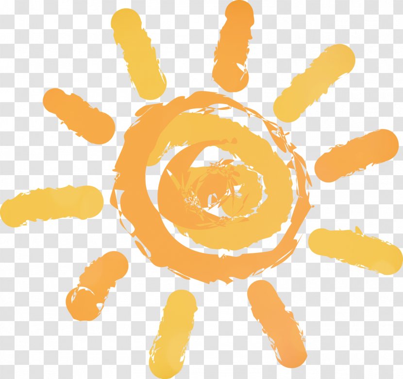 Vector Hand-drawn Cartoon Sun - Orange - Yellow Transparent PNG