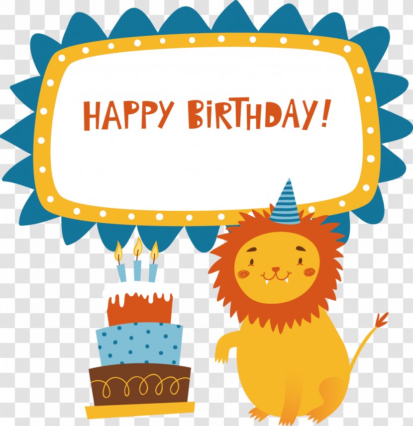 Lion Wedding Invitation Birthday Cake Greeting Card - Baby Shower - Vector Cartoon Happy Decoration Transparent PNG