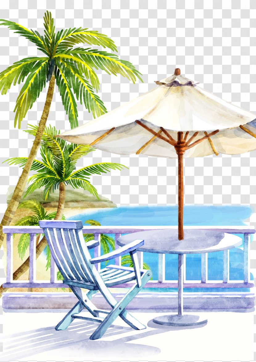 Fukei Cartoon Illustration - Table - Beach Holiday Transparent PNG