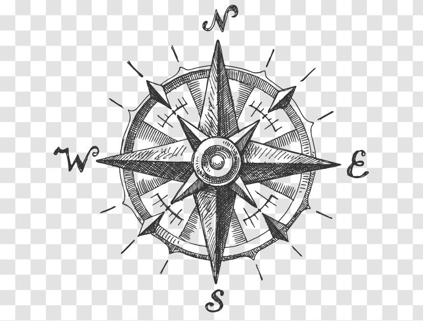 North Compass Rose - Point - Ink In Water Transparent PNG