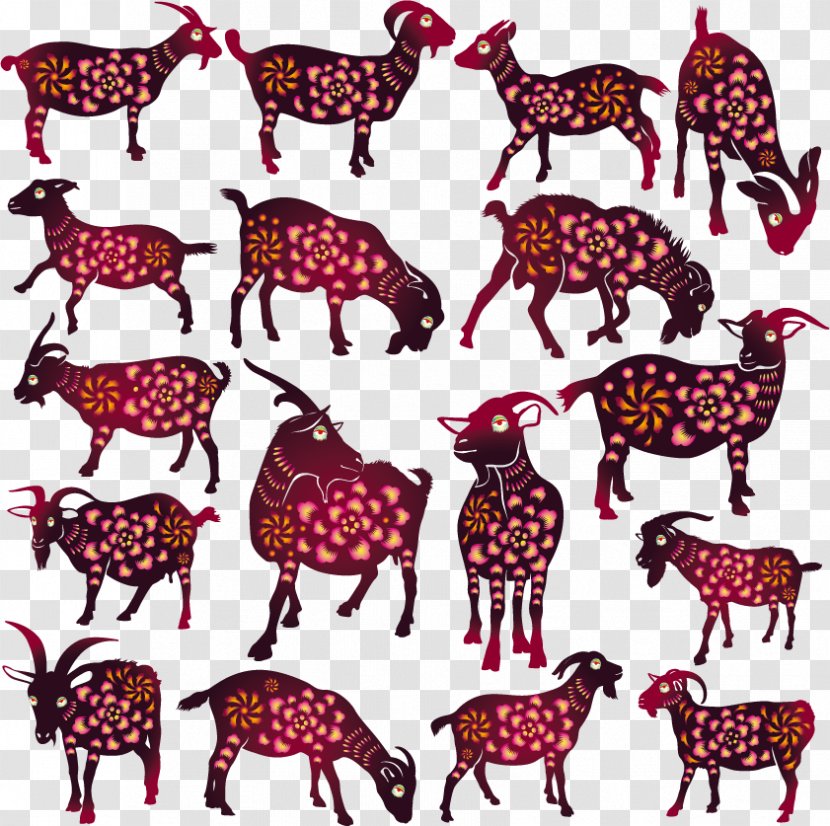 Goat Cheese Cattle Sheep - Silhouette - 17, Paragraph Pattern Vector Material Paper-cut Design Download, Transparent PNG