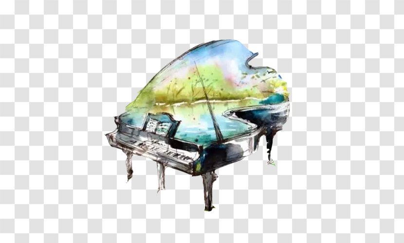Piano Solo Watercolor Painting Wallpaper - Tree - Picture Material Transparent PNG