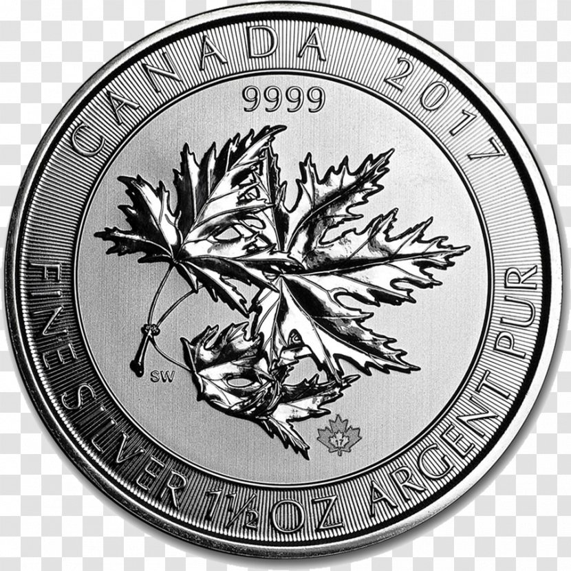 Canadian Silver Maple Leaf Gold Ounce - Coin Transparent PNG