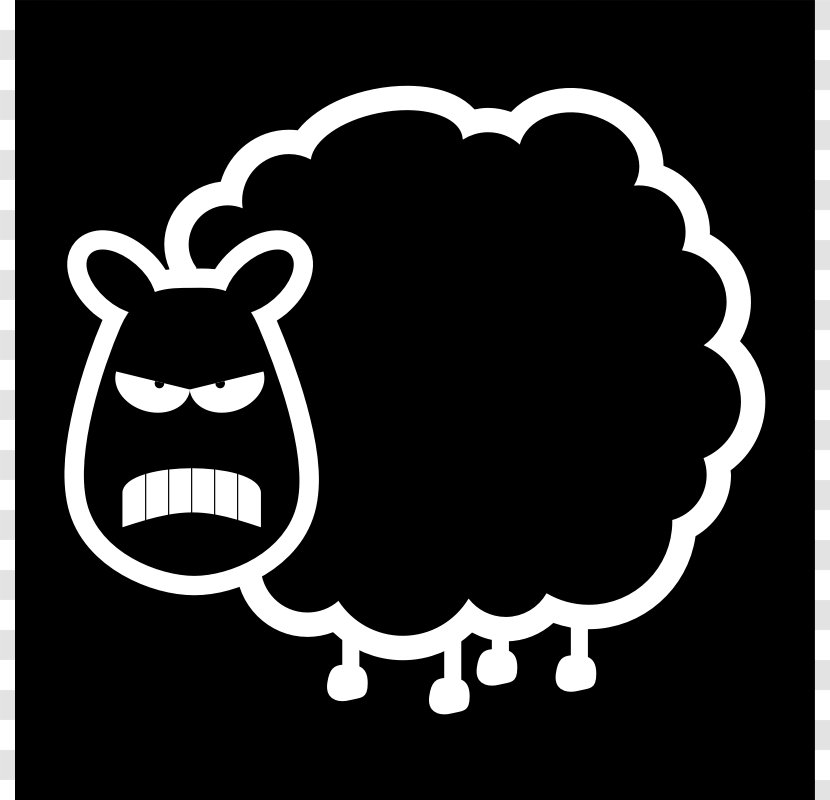 Black Sheep Anger Clip Art - And White - Cartoon Transparent PNG