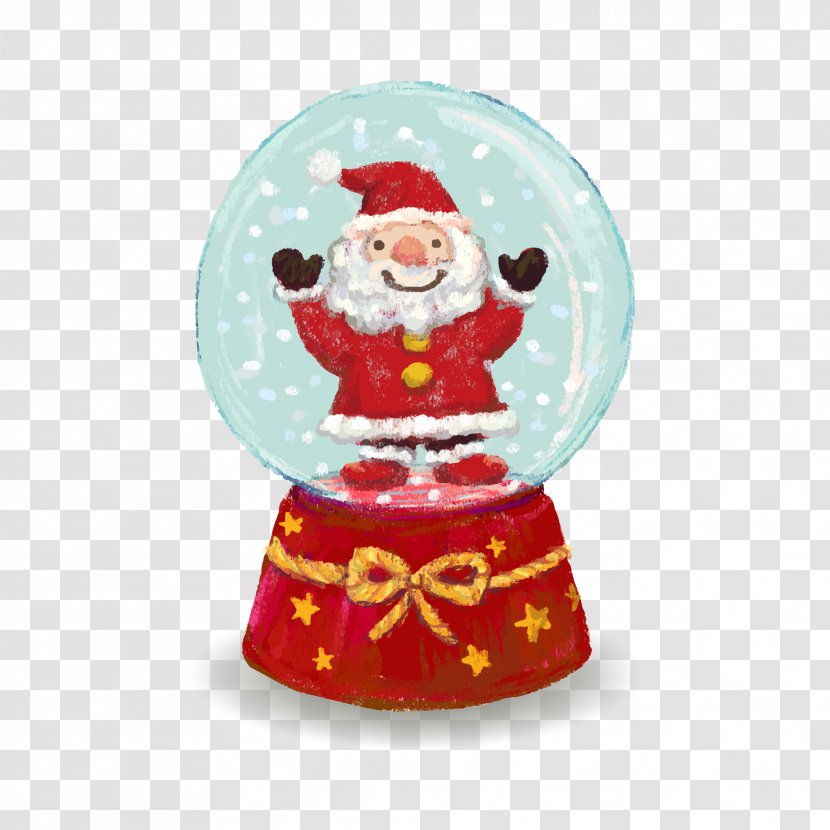 Santa Claus Christmas Ornament Crystal Ball - Watercolor Painting - Vector Transparent PNG