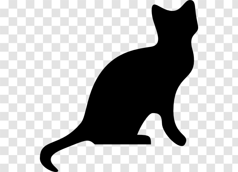 Cat Kitten Silhouette Clip Art - Black And White - Animal Pictures Transparent PNG
