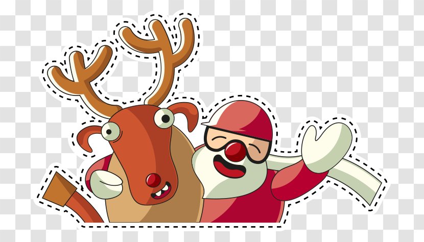 Reindeer Santa Claus Christmas Ornament Clip Art - Vector Decorative Painting Transparent PNG