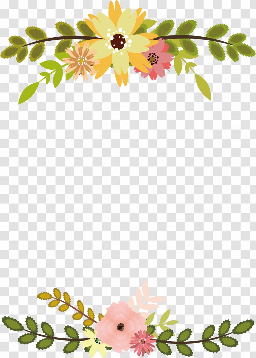 Flower Leaf Floral Design - Floristry - Bouquet Of Flowers Decorated With Borders Transparent PNG