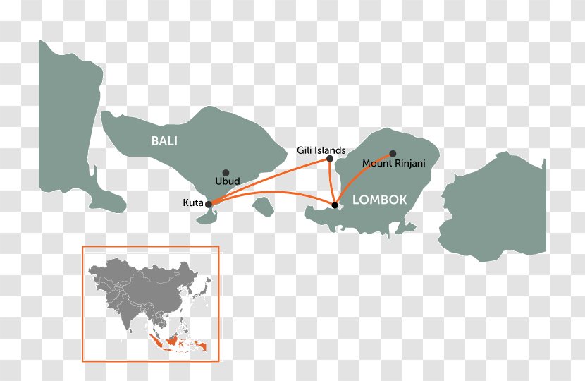 Ngurah Rai International Airport Ubud Tanah Lot Lombok Gili Trawangan - Map - Indonesia Transparent PNG
