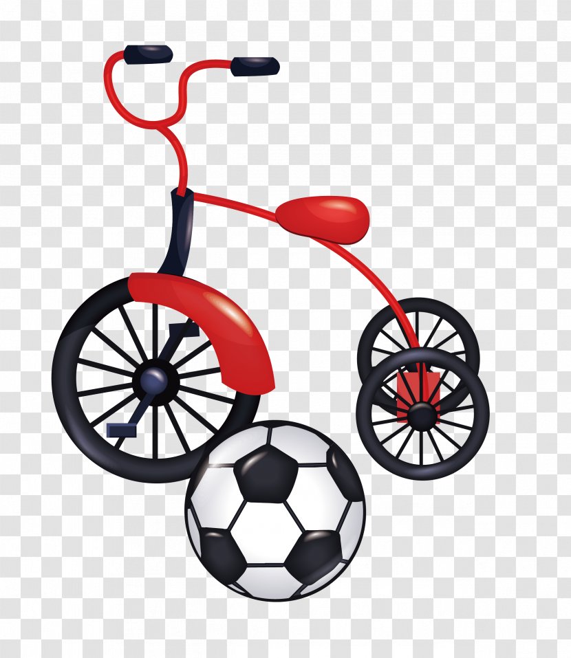 Motorized Tricycle Bicycle Clip Art - Motorcycle - Children's Bicycles And Football Vector Transparent PNG