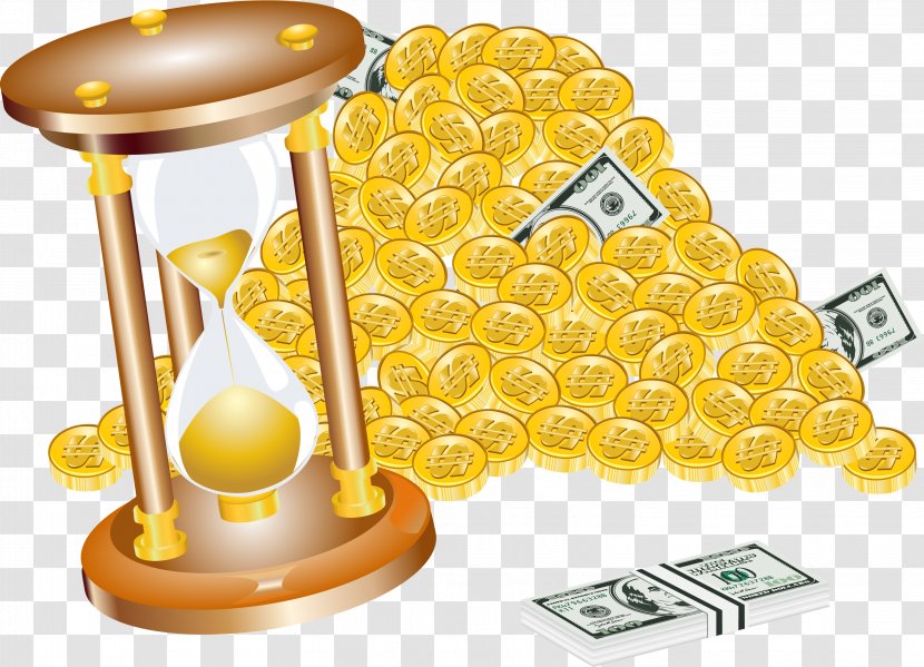Money Cartoon Banknote - Gold Hourglass Transparent PNG