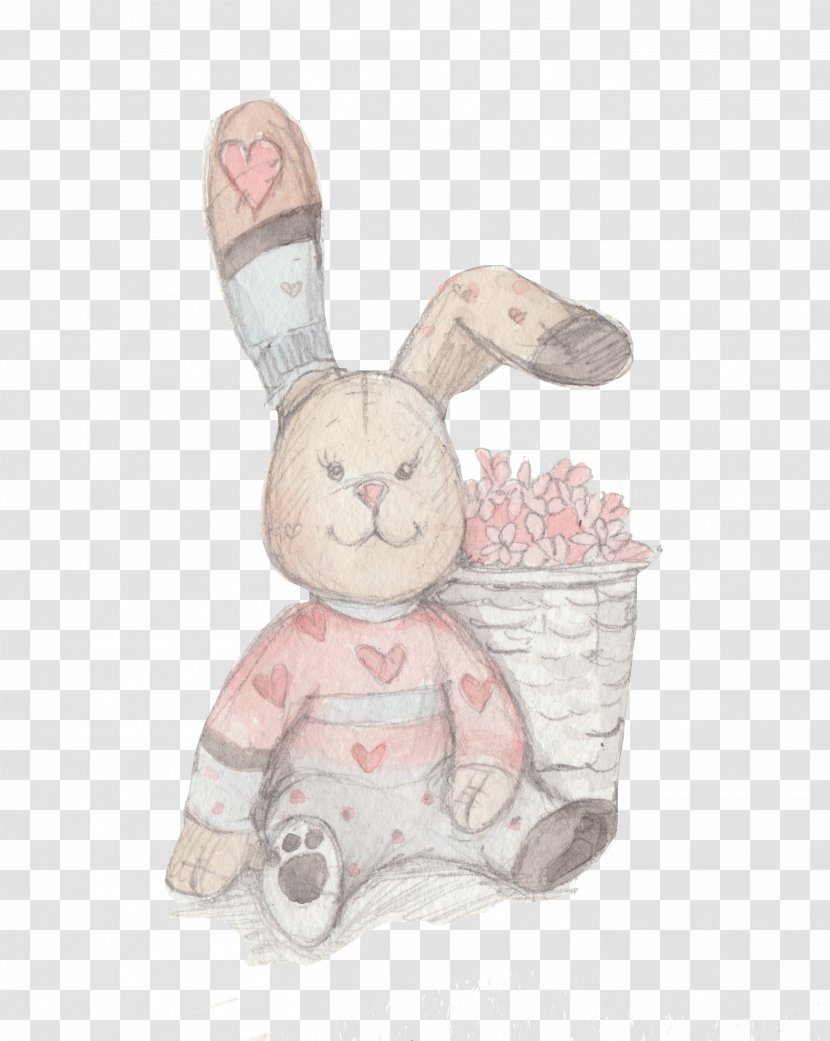 Somebunny Loves You! Rabbit Drawing Watercolor Painting - Cartoon Transparent PNG
