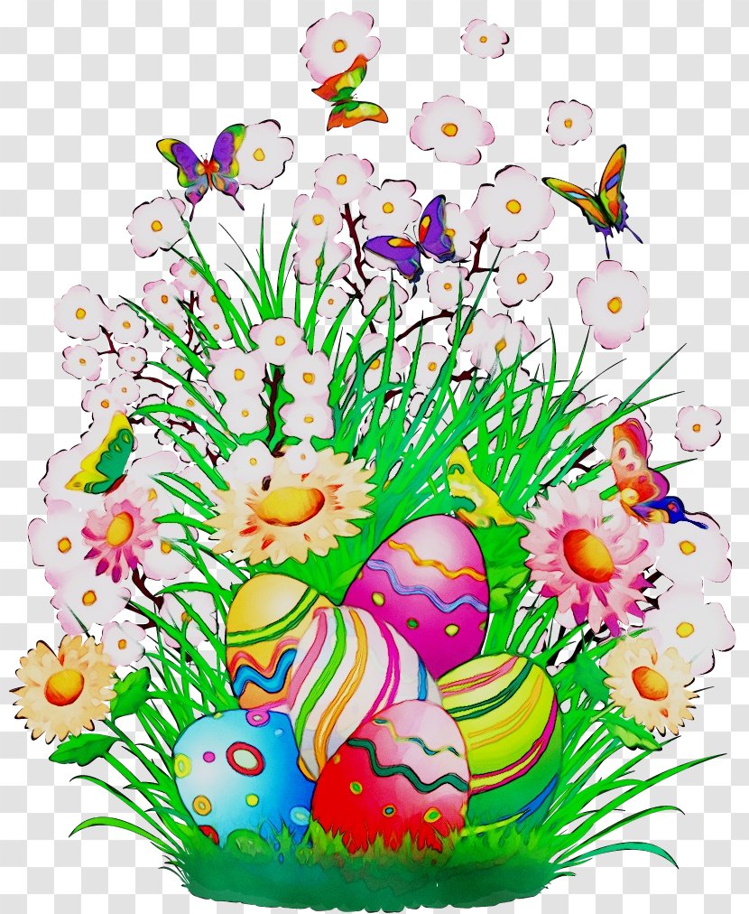 Easter Bunny Egg Flowers Clip Art - Basket Transparent PNG