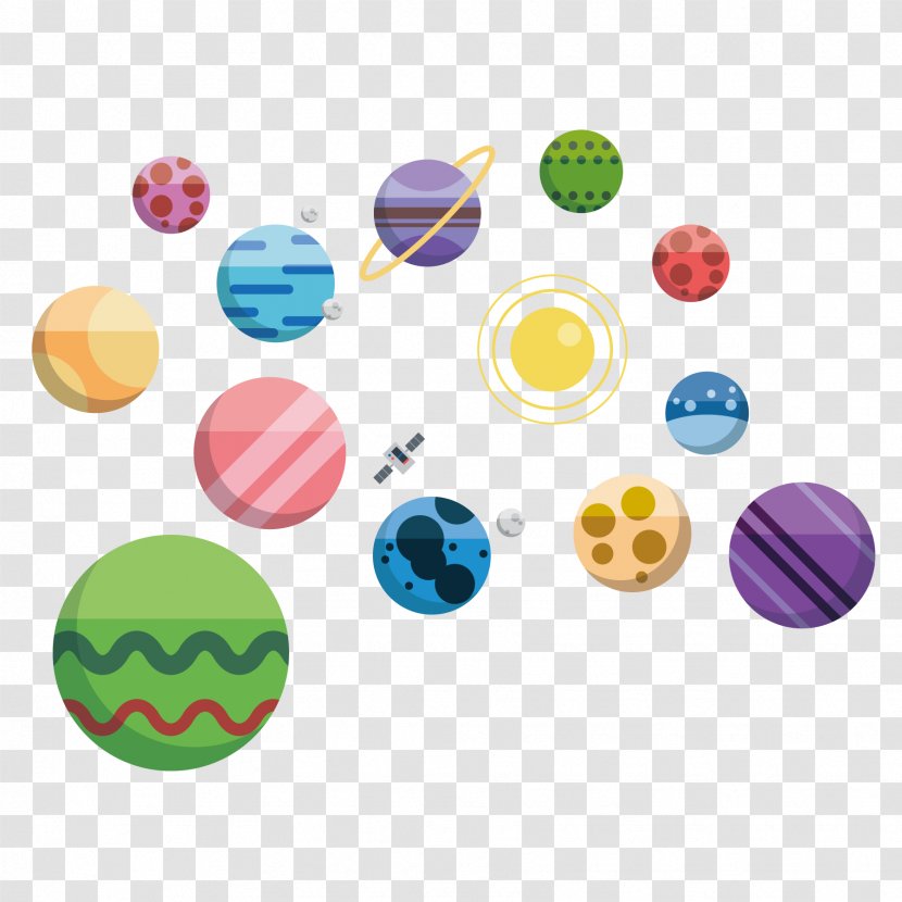 Cartoon Illustration - Material - Colored Planet Transparent PNG