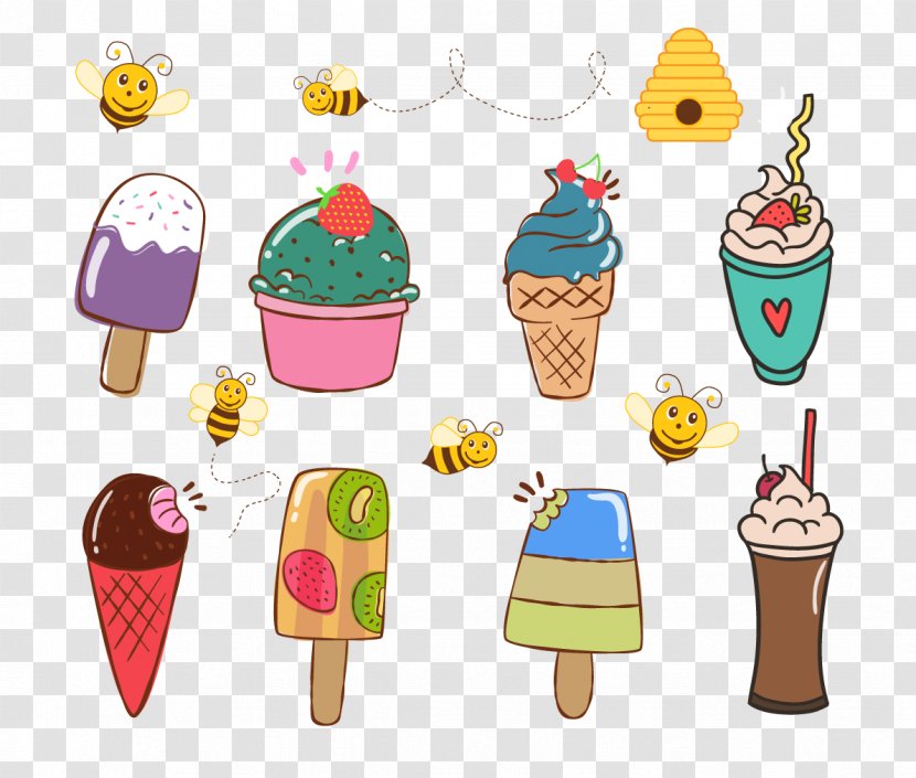 Ice Cream Cone Milkshake Fried - Dairy Product - Vector Cute Cold Transparent PNG