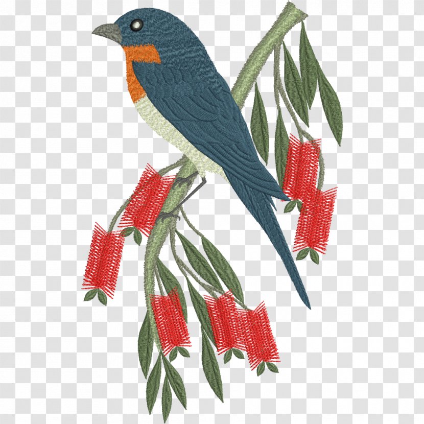 Machine Embroidery Floral Design Bird Transparent PNG