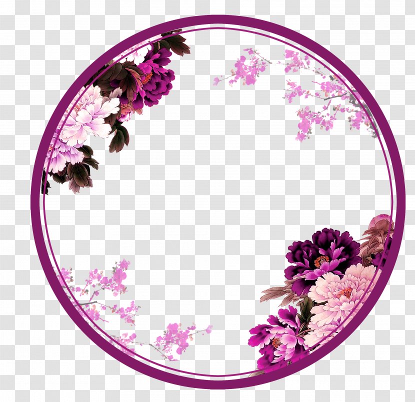 Purple Chinese Wind Flower Circle Border Texture - Red Transparent PNG