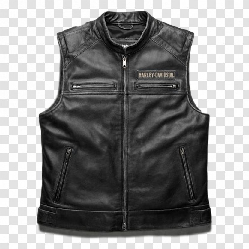 Leather Jacket Harley-Davidson Gilets - Men Vest Transparent PNG