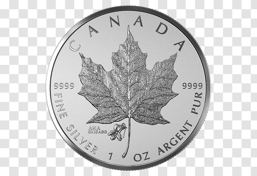 California Canada Canadian Gold Maple Leaf Silver Coin - Black And White - Mark Transparent PNG