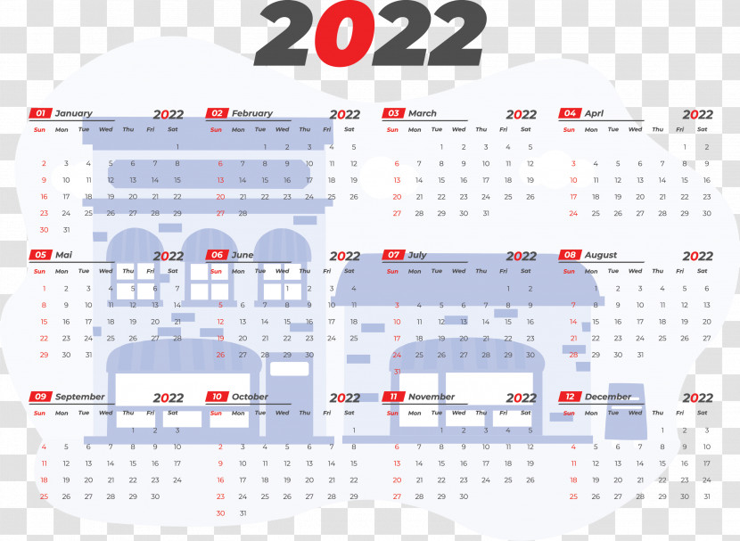 2022 Yearly Calendar Printable 2022 Yearly Calendar Template Transparent PNG