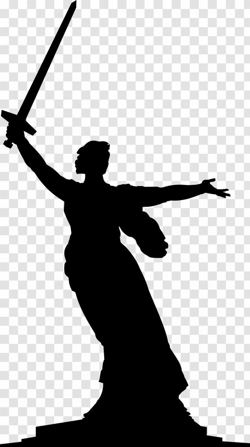 Mamayev Kurgan The Motherland Calls Volga River Second World War Monument - Monochrome Transparent PNG