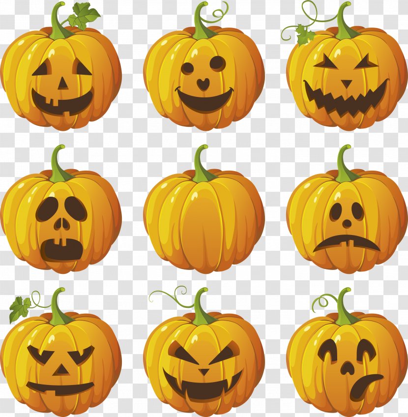 Pumpkin Jack-o-lantern Halloween Ghost - Fruit - Funny Face Transparent PNG