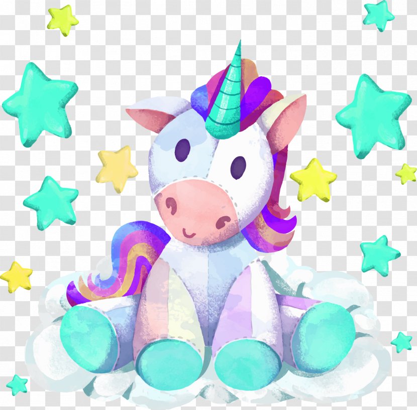 Unicorn Horse Watercolor Painting Clip Art - Vector Hand-painted Transparent PNG