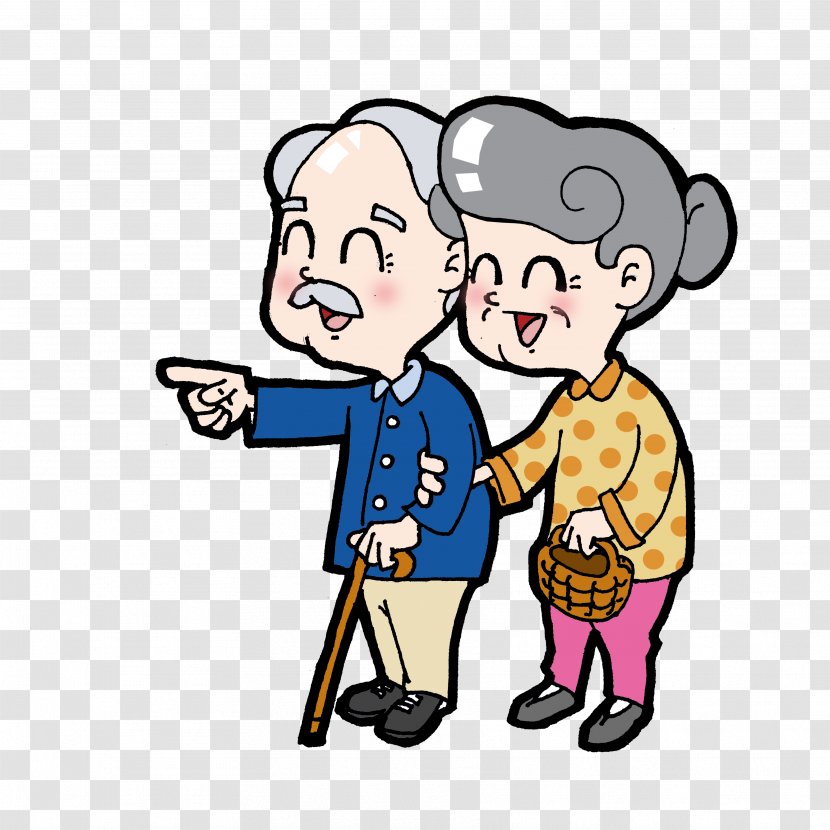 Cartoon Double Ninth Festival Old Age - Elderly Couple Transparent PNG