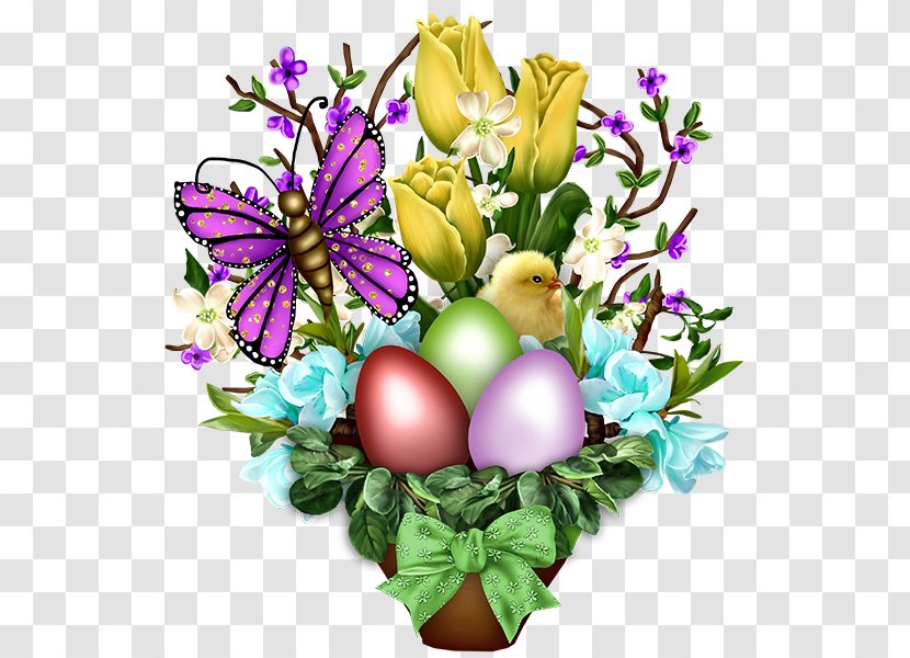 Easter Egg Floral Design Cut Flowers - Flower Bouquet Transparent PNG