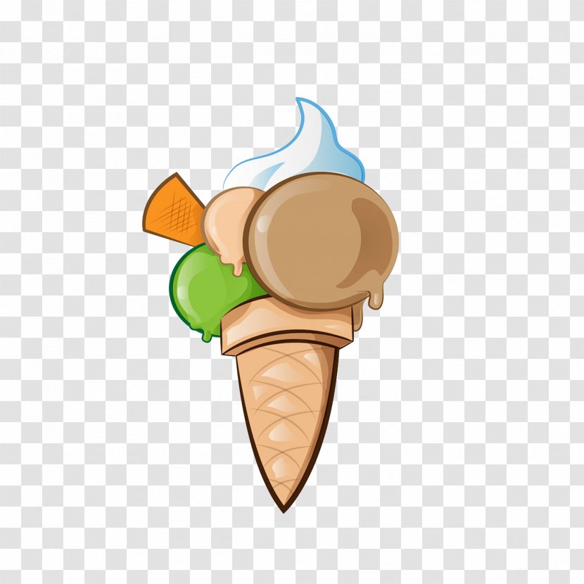 Ice Cream Cone Sundae Italian - Dessert - Multi Flavor Cones Transparent PNG