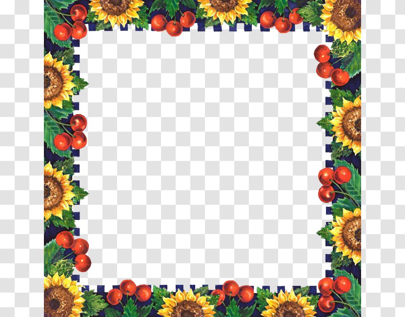 Picture Frame Clip Art - Digital Image - Apple Sunflower Border Transparent PNG