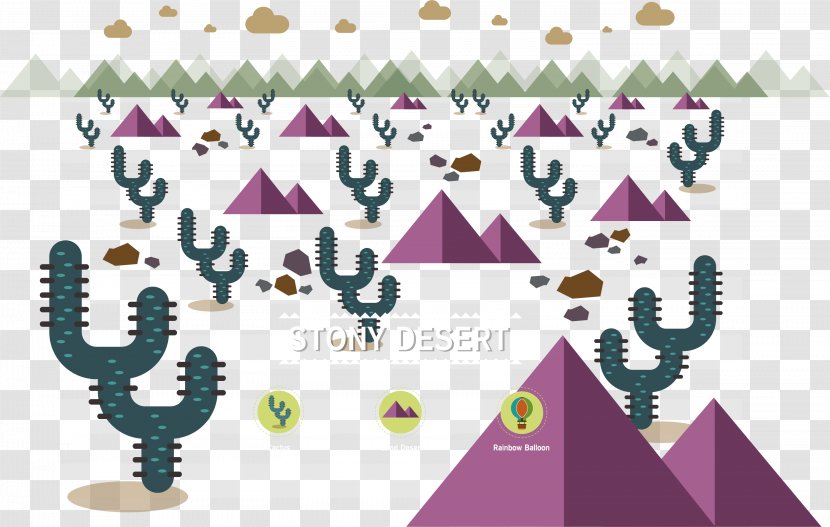 Purple Mountain Euclidean Vector Illustration - Illustrator - Cactus Transparent PNG