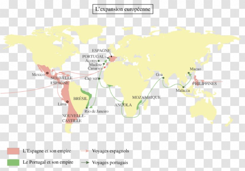 Map Portuguese Empire 16th Century Spanish Europe - World Transparent PNG