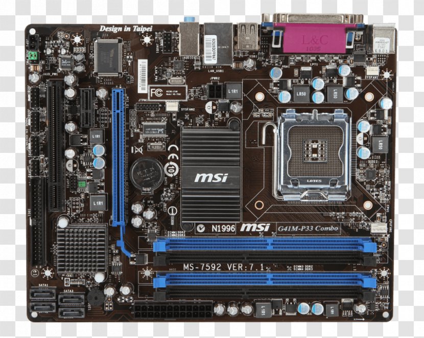 Msi Intel Lga775 G41 4*ddr3 4*usb2.0 Lan Vga Micro-atx Motherboard LGA 775 MSI G41M-P33 Combo Transparent PNG