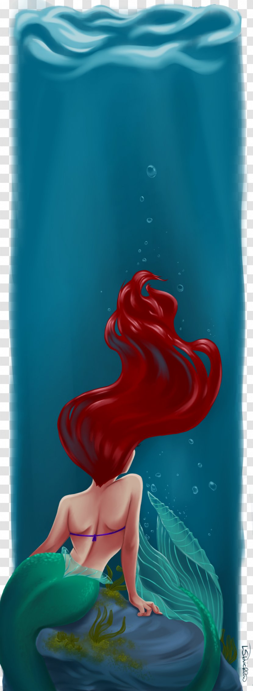 Mermaid - Red - Looking Up Transparent PNG