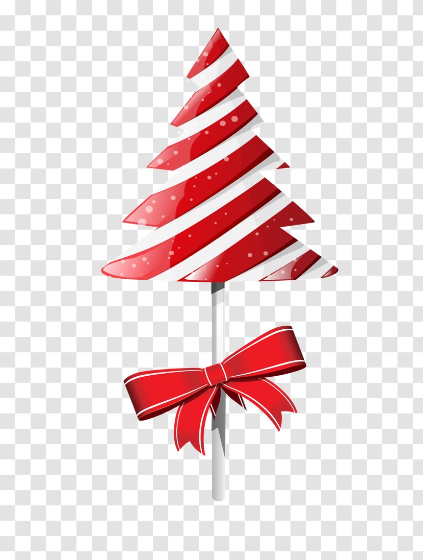 Candy Cane Lollipop Stick Ribbon - Christmas Ornament - Red Tree Transparent PNG