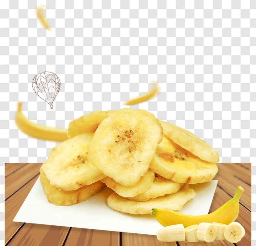Pisang Goreng Banana Chip Potato Dried Fruit - Recipe - Yellow Floating Retro Wooden Board Transparent PNG