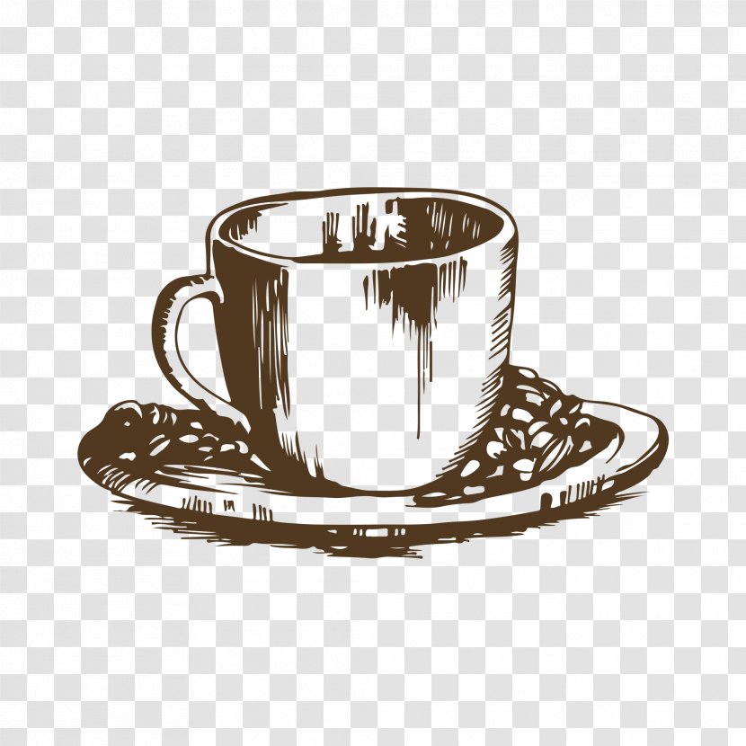Turkish Coffee Espresso Cafe Iced - Tableware - Sketch Mug Transparent PNG