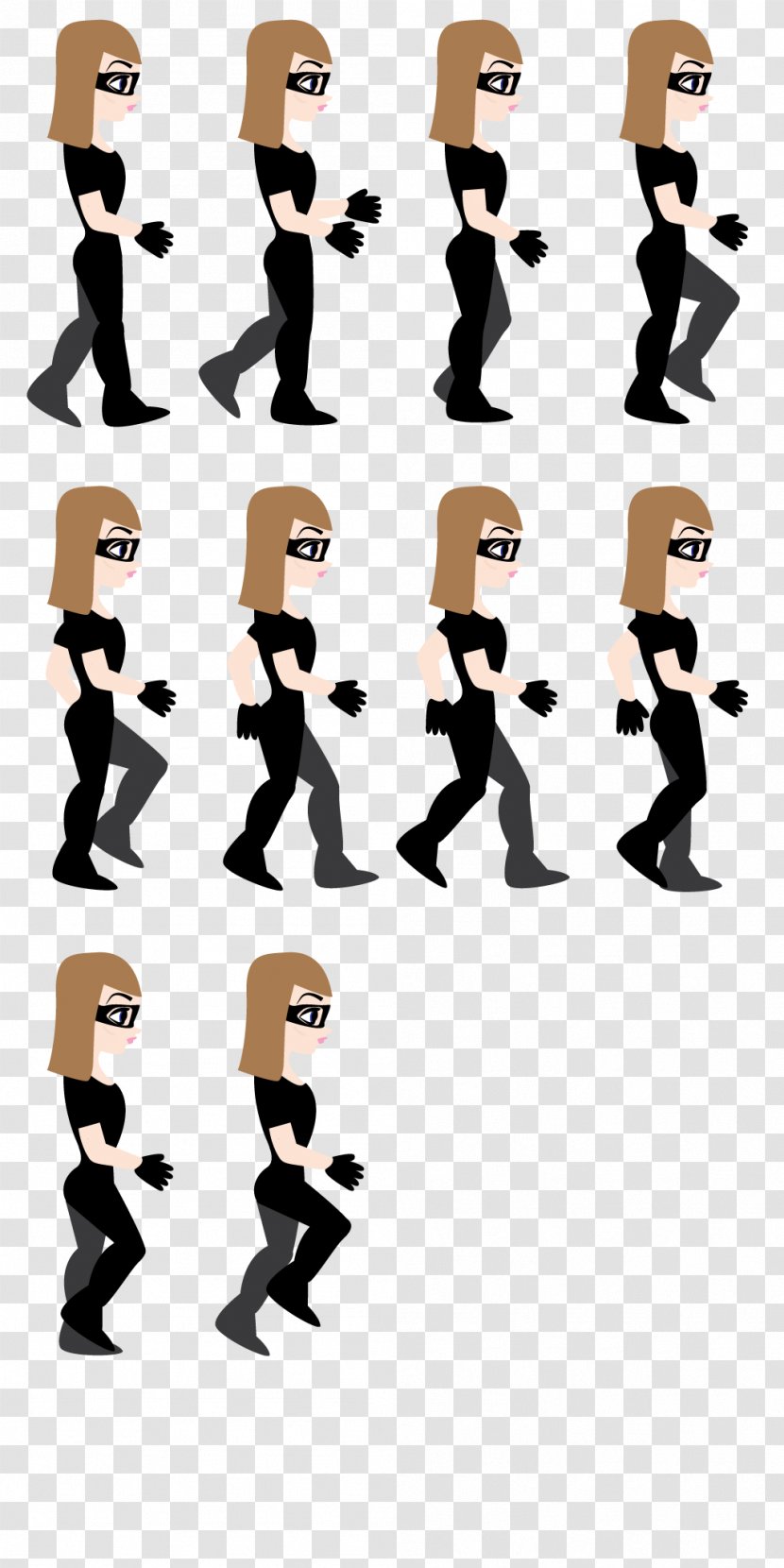 Walk Cycle Walking Animation Sprite Human - Knee - Silhouette Transparent PNG