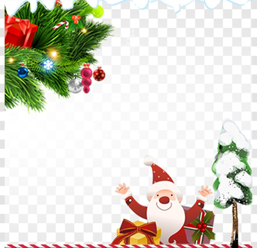 Christmas Tree Santa Claus Gift - Conifer - Cute Smiling Elderly Background Transparent PNG