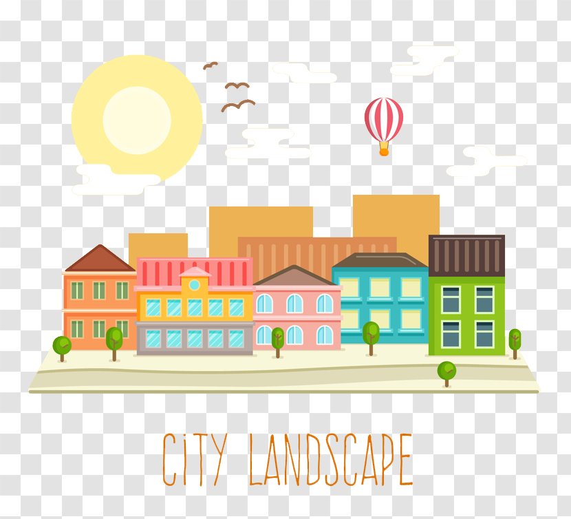 Landscape Flat Design Infographic - Text - City Morning Transparent PNG