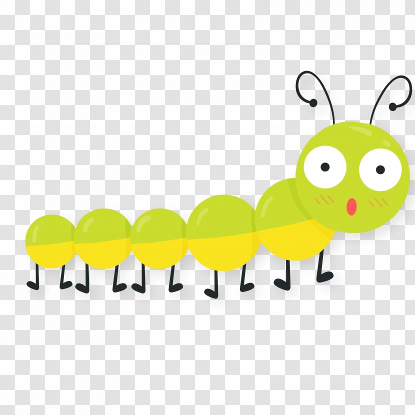 Cartoon Caterpillar - Yellow - Spring Vector Material Transparent PNG