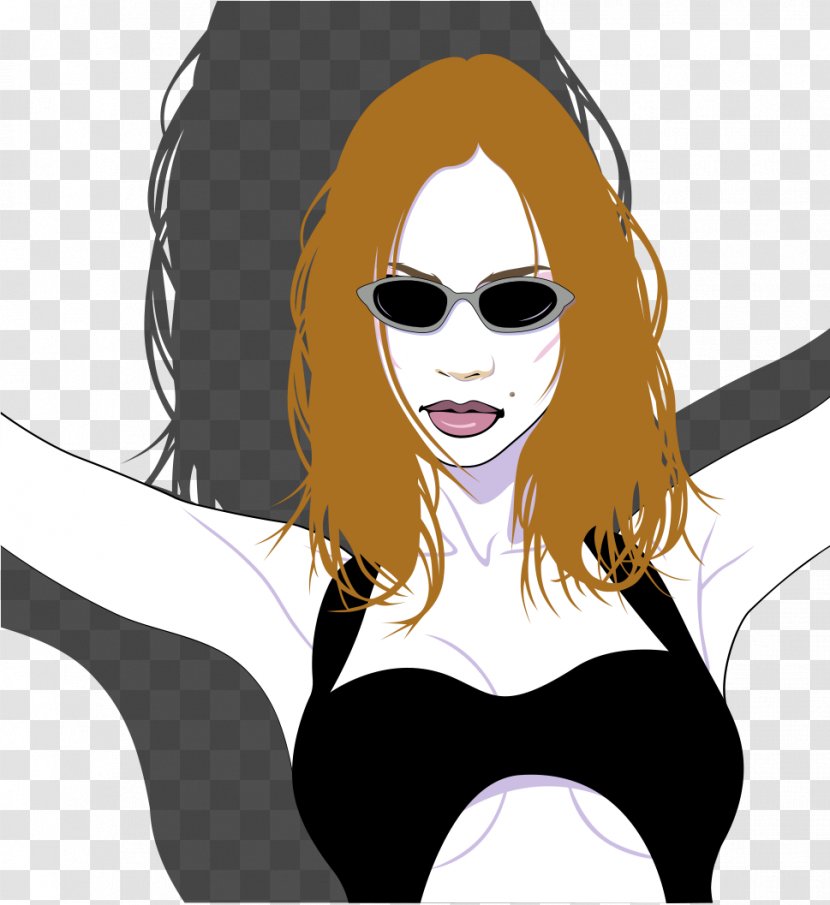 Sunglasses Cartoon Pixel Illustration - Silhouette - Painted Wearing Flirty Transparent PNG