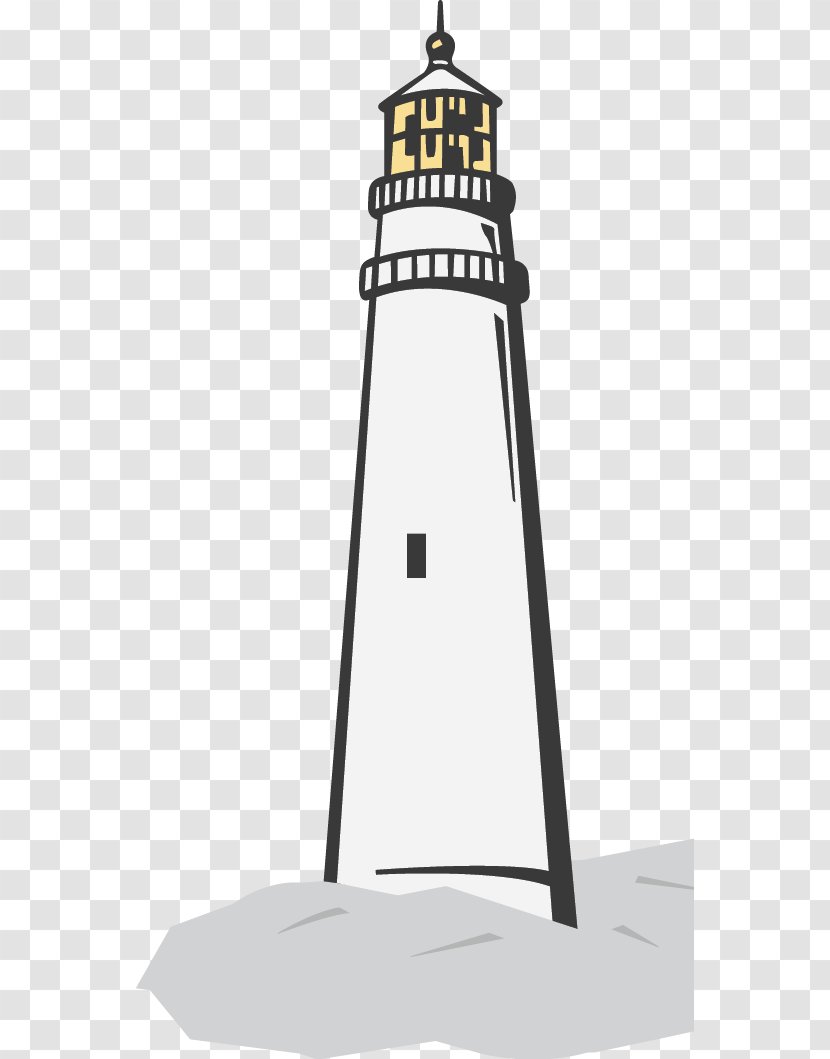 Lighthouse Beacon Black And White - Monochrome Transparent PNG