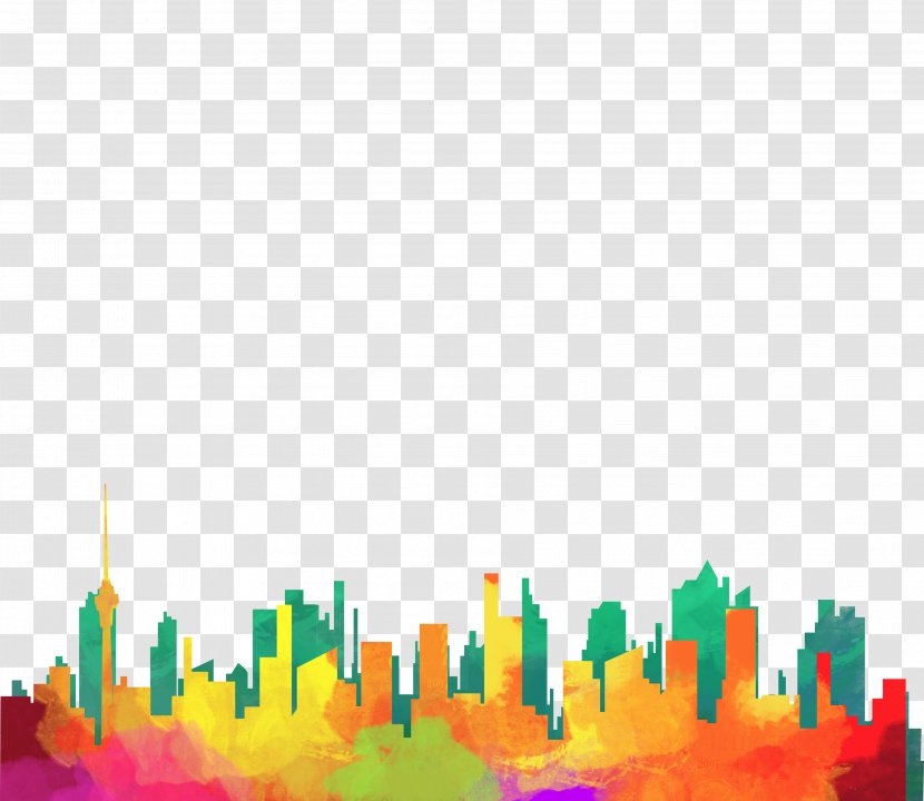 Drawing Silhouette City Illustration - Color Transparent PNG