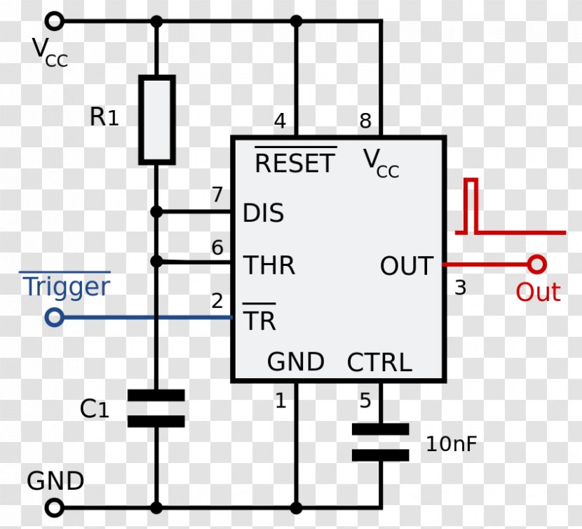 555 Timer IC Astable Multivibrator Integrated Circuits & Chips Electronic Circuit - Ic Transparent PNG