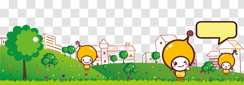 Cartoon School Illustration - Art - Grassland Transparent PNG